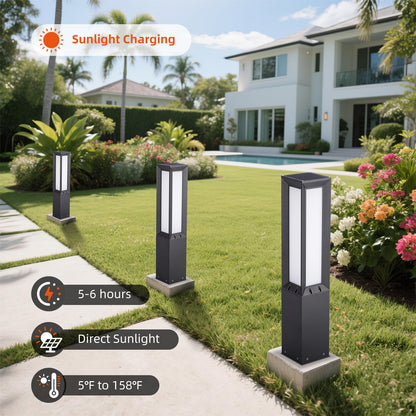 VZVI 31.5" Solar Pathway Light, 3000K LED Bollard Lights Outdoor, IP65 Waterproof Path Lights, Patio Solar Lanterns, Modern Solar Floor Lamp, Landscape Lighting for Commercial Driveway Walkway Lawn
