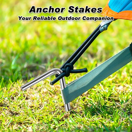 Feed Garden 7-Inch Heavy-Duty Tent Stakes - 18 Pack Metal Pegs for Outdoor Decor & Camping