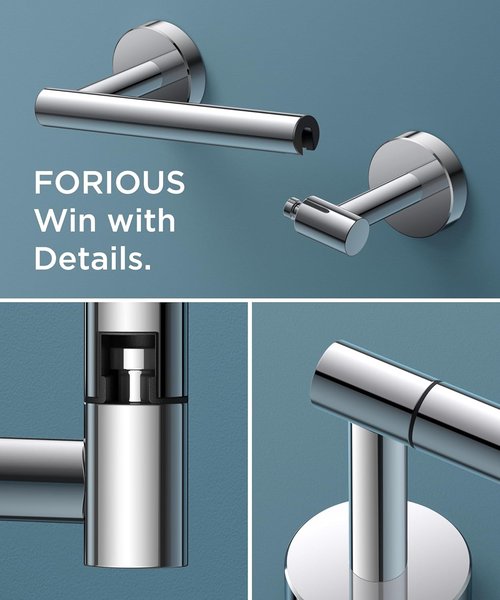 FORIOUS Toilet Roll Holder - Rustproof Stainless Steel Double Post Design | Chrome Finish