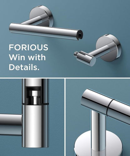 FORIOUS Toilet Roll Holder - Rustproof Stainless Steel Double Post Design | Chrome Finish
