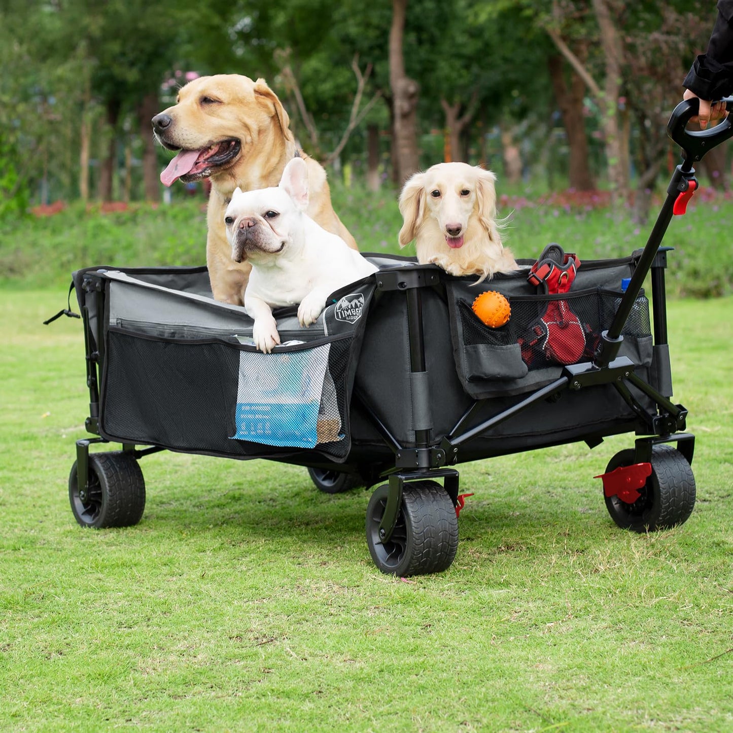 Timber Ridge 600L Beast Wagon 26" W Extra Wide All Terrain Folding w/Big Wheels, Cargo Net & Tailgate, 26" W and 55.25" L, 500lbs Heavy Duty Collapsible Portable Cart for Camping, Sports, Dogs, Grey