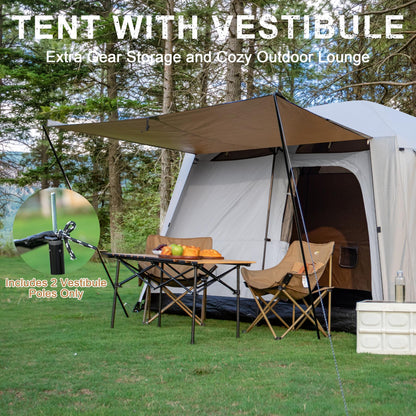 Castle Unicorn 4-6 Person Camping Tent, Large Family Cabin Tents with Porch & Rainfly, Double Layer Waterproof Glamping Tent with 2 Rooms 2 Doors, Portable Big Tents for Outdoor Camping Hiking Party