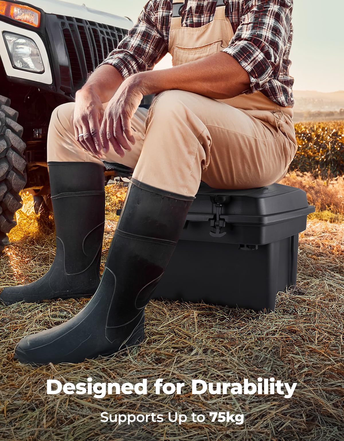KEMIMOTO UTV Bed Storage Box, 7.4 US Gal Waterproof Solid Easy Install Lockable Cargo Storage Box Trunk Bin Organizer Rear Bag, Compatible with Can-Am Defender & Defender MAX 2016-2026 UTV Accessories