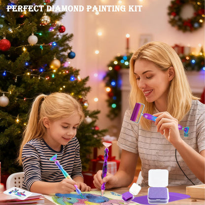 jecxucci Diamond Painting Art Drill Bead Dot Pen Kit with 6pcs Stainless Steel Tips, 6 Glue Clays, Diamond Art Roller and 50Pcs Cleaner Paper, 5D Diamond Painting Trays Sticky Pad (Colorful)