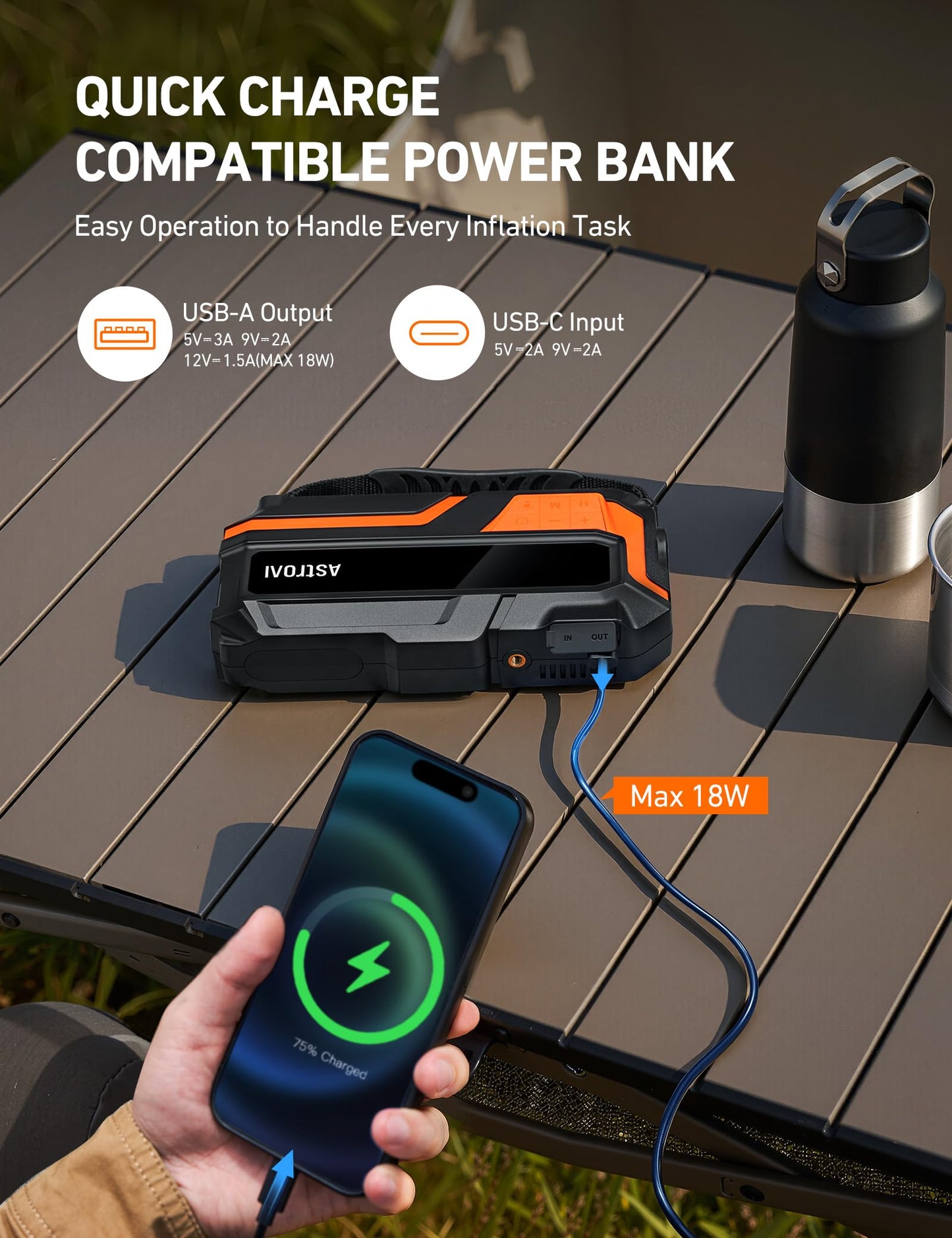 AstroAI Jump Starter with Air Compressor, Car Battery Jump Starter Portable with 150PSI Cordless Auto-Shutoff Tire Inflator, 12V Battery Charger Booster (Gold)