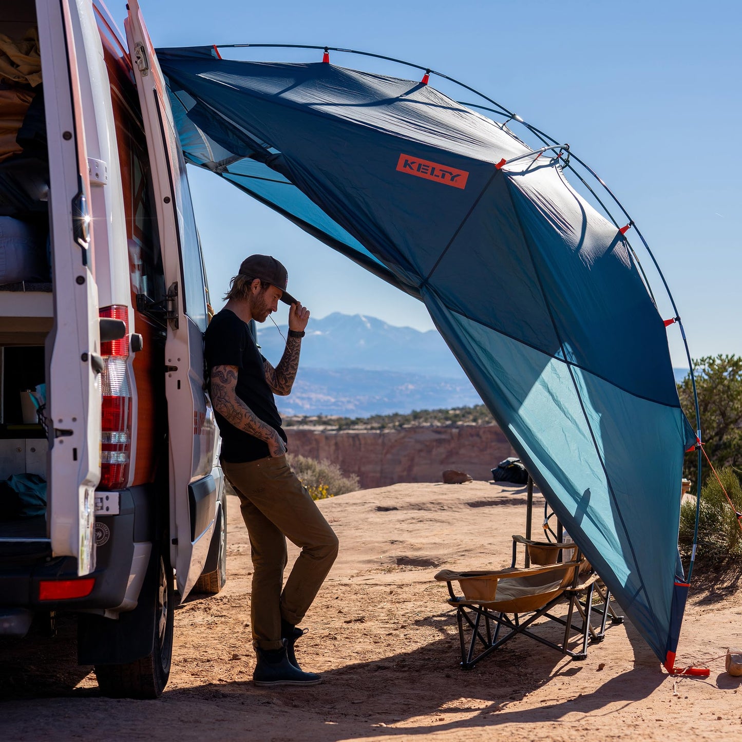 Kelty Backroads Shelter Universal Mounted Car Camping Shelter with Zippered Entry, Sturdy Frame, Protection from Elements, UV, Stuff Duffel Included