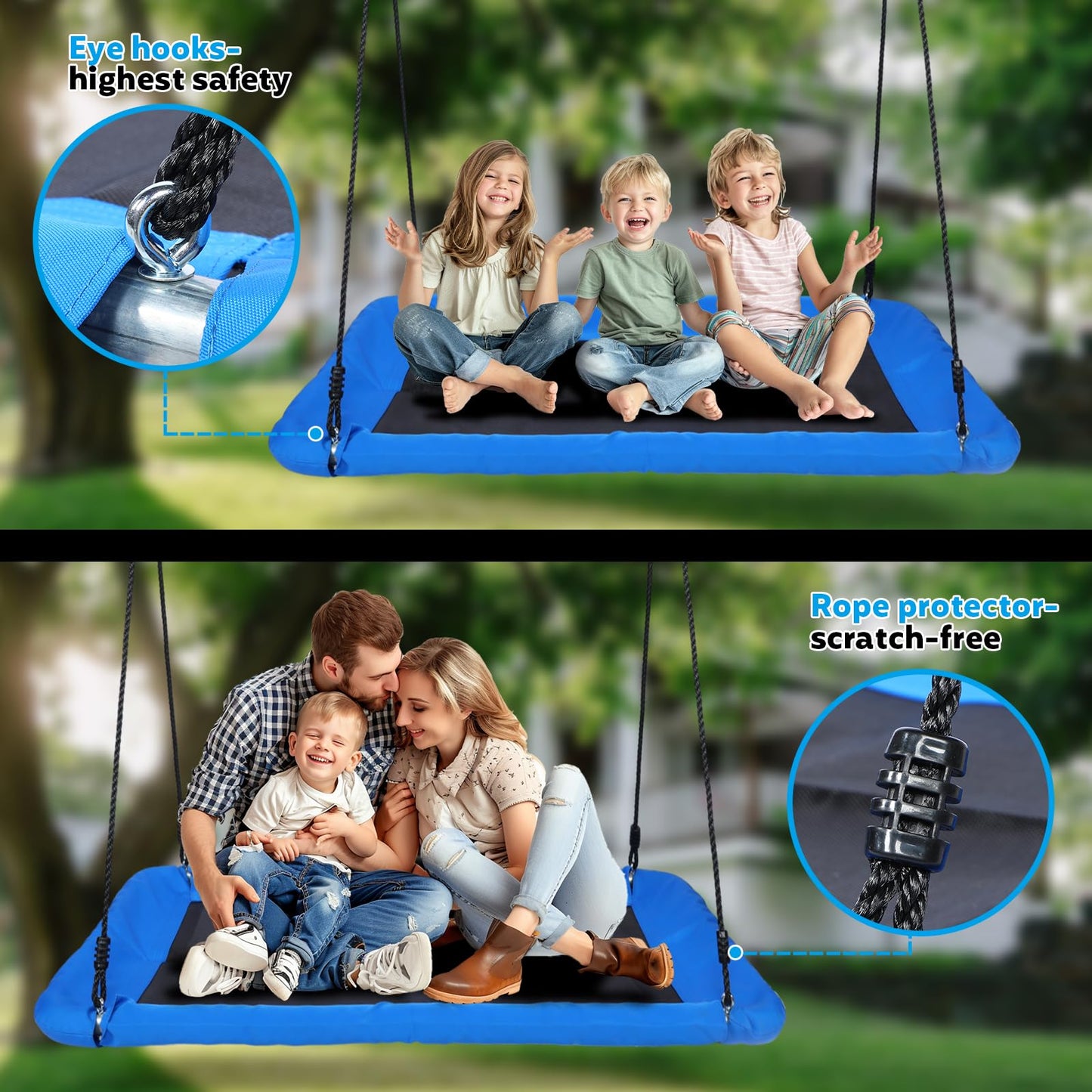 800lbs 60" Giant Platform Tree Swing for Kids and Adults,Tree Swings for Kids Outdoor, Kids Swing, Outdoor Swing for Kids with Comfy Mat and Steel Frame