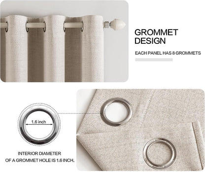 MIULEE 90-Inch Linen Textured Blackout Curtains - Thermal Insulated Grommet Drapes for Bedroom & Living Room | 52 x 90 Inch (2 Panels)