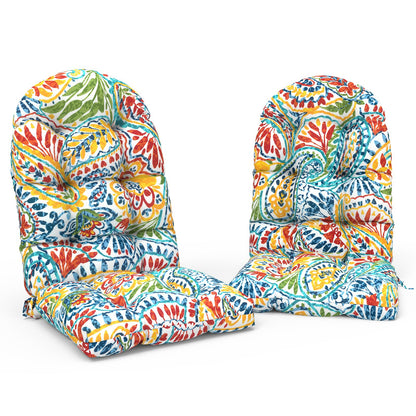 TWLEAR Indoor/Outdoor Adirondack Chair Cushions 44 x 19 x 4 Inch, Tufted Outdoor Rocking Chair Cushion, Anti-Slip High Back Patio Chair Cushions, Set of 2, Paisley Multi