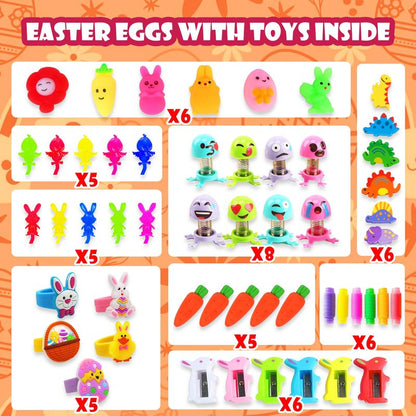 Wuridiwa 300 Pcs Easter Egg Fillers with Surprise Eggs, Easter Basket Stuffers,Filled Easter Party Favors for Kids,Carnival Treasure Prizes Classroom Events Hunt,Stocking Stuffers Birthday Gifts