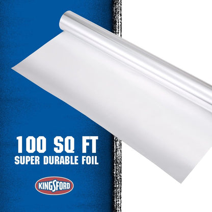 Kingsford Extra Wide Aluminum Foil Roll, Durable, Heavy Duty Grilling Foil for BBQ, Baking, Roasting, Food Storage, Grill Grate Coverage, and Larger Cuts, 18 Inch x 100 Sq Ft