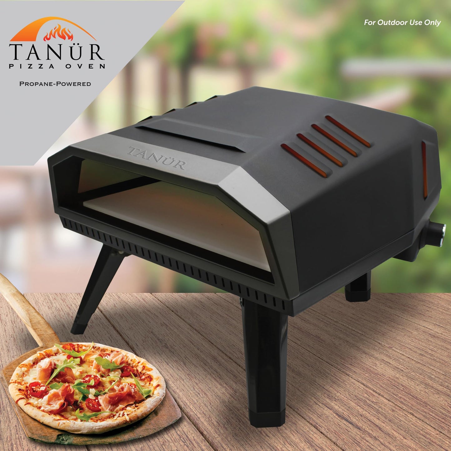 Flame King TANUR 12-inch Portable Outdoor Propane Pizza Oven Countertop for Camping, Backyard, and Tailgating, Multiple Air Vents, Piezo Auto Ignition, Non-Stick Pizza Stone