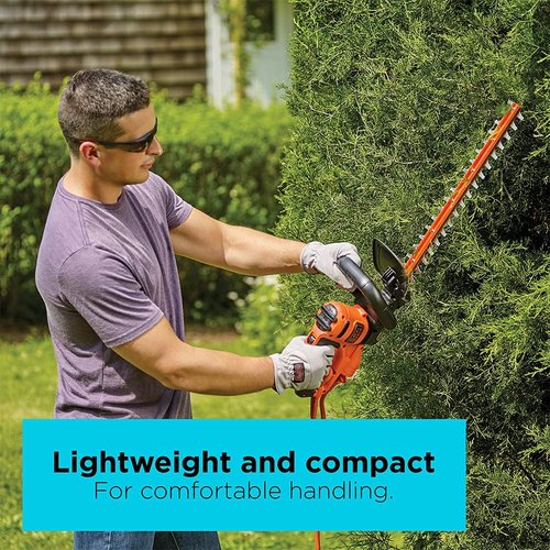 BLACK+DECKER 22" Electric Hedge Trimmer - Lightweight 4.0 Amp Dual Action with Full Wraparound Handle