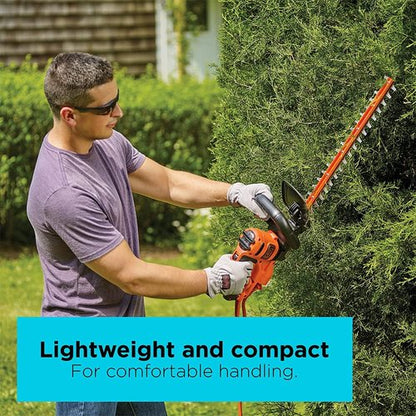 BLACK+DECKER 22" Electric Hedge Trimmer - Lightweight 4.0 Amp Dual Action with Full Wraparound Handle