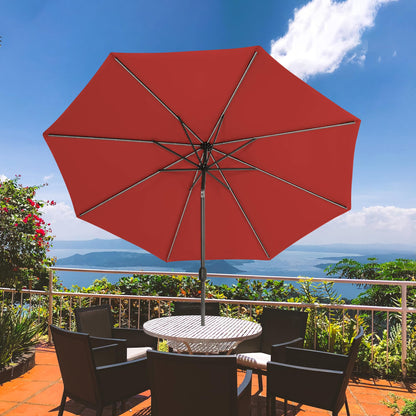 Sundale Outdoor Olefin 5-Year-Non-Fading 10FT Patio Umbrella with Sand Bag Base, Outdoor Umbrella with Tilt and Crank, Red