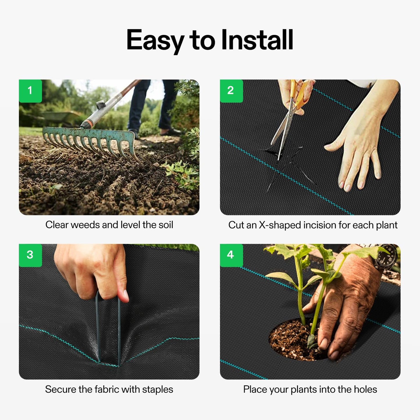 VIVOSUN Premium Weed Barrier Landscape Fabric Heavy Duty, 4ftx250ft 5oz Double-Layered Weed Control Mat with High Permeability, Commercial Ground Cover, Easy Set up & Superior Weed Control