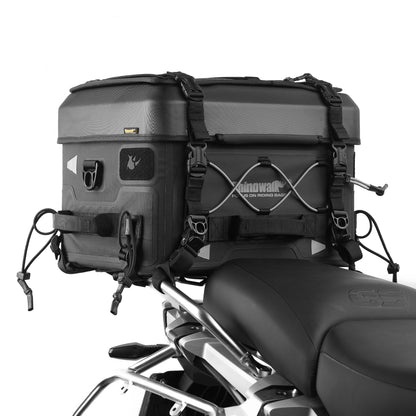 Rhinowalk Motorcycle Tail Bag 36L Multifunctional Waterproof Tactical Motorcycle Travel Luggage Trunk Rack Bag with Sissy Bar Straps-Black