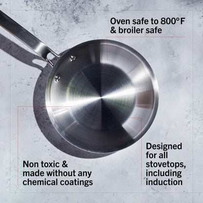 Heritage Steel Eater Series 12 Inch Frying Pan | Made in USA | 5-Ply Fully Clad Stainless Steel | Stay Cool Handle Design | Induction Ready & Non-Toxic