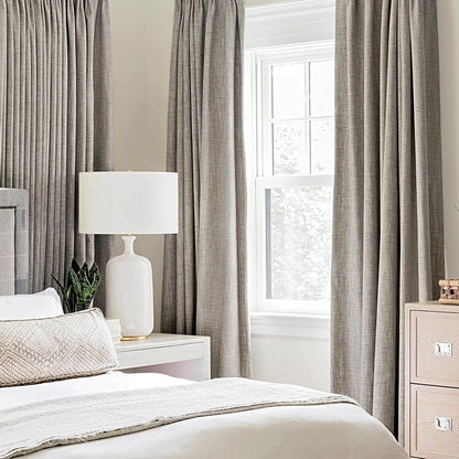 MIULEE 100% Blackout Linen Textured Curtains - Thermal Insulated Warm Taupe | 52 x 96 Inch (2 Panels)