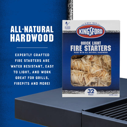 Kingsford Quick Light Fire Starter Rolls All Natural Hardwood Paraffin Water Resistant Easy Lighting Charcoal Pellet Grills Smokers Campfires Outdoor Fireplaces 32 Count 24 Pack