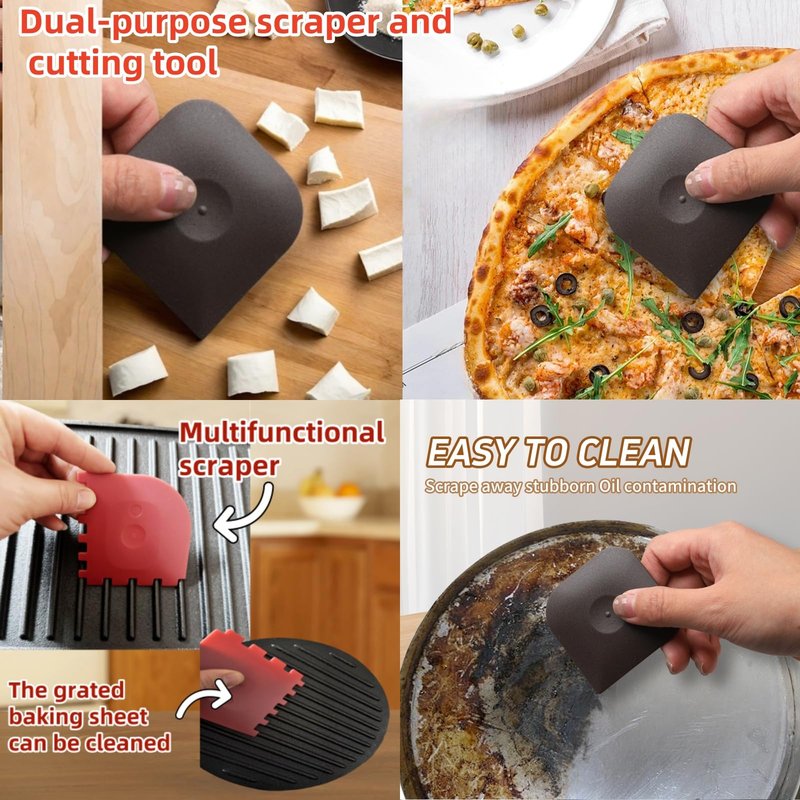 Pan Scraper，5 Pcs Pot Scraper Plastic，Pot Scraper Non Scratch for Cast Iron and Grill Scraper Tool kitchen Set Pot and Pan Cleaning