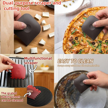 Pan Scraper，5 Pcs Pot Scraper Plastic，Pot Scraper Non Scratch for Cast Iron and Grill Scraper Tool kitchen Set Pot and Pan Cleaning