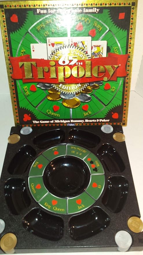 Tripoley by Cadaco 65th Anniversary Edition with Rotating Plastic Turntable &amp Special Edition Gold &amp Silvere Playing Chips