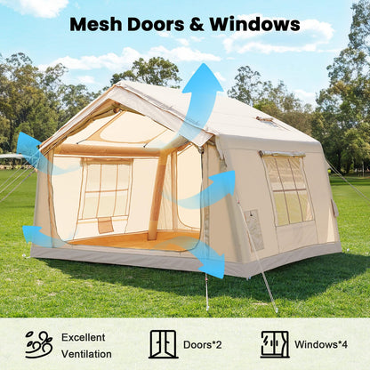 Inflatable Tents for Camping, Blow Up Tent for Camping Adults 4-6 People, Inflatable Hot Tent with Stove Jack & AC Ports, Glamping Tents for Outdoors, Easy Setup with Air Pump