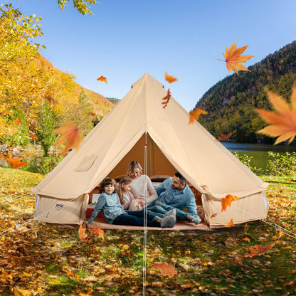 VEVOR Canvas Bell Tent, 4 Seasons 3 m/9.8ft Yurt Tent, Canvas Tent for Camping with Stove Jack, Family Camping Outdoor Hunting Party
