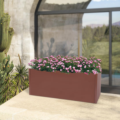 Ginelm 38”L x 15”W x 15”H Metal Long Planter Box for Outdoor Plants Large Rectangular Planter Boxs Spliced Flower Pot for Flowers Garden