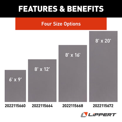Lippert Outdoor Patio Rug - Gray, 8' x 20'