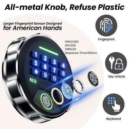 KornerBatl 𝟑𝟓 𝐋𝐁 Smart Fingerprint Gun Safe with Biometric Lock, Quick Access Multiple Handgun Storage Rack 𝐆𝐢𝐟𝐭𝐬 𝐟𝐨𝐫 𝐅𝐚𝐭𝐡𝐞𝐫'𝐬 𝐃𝐚𝐲 (12.99"D x 13.78"W x 19.69"H)