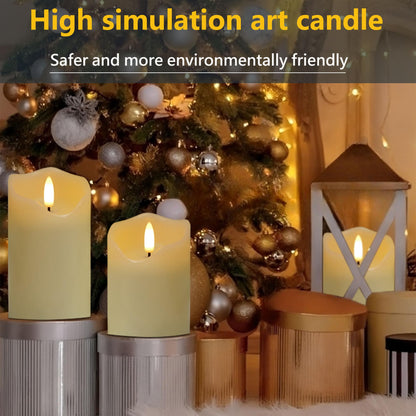 HVOPGEEUAN Flickering flameless Candles, Battery Operated Candles with Remote, led Pillar Candles，Electric Candle Set of 3，Christmas Home Wedding Birthday Decor（Ivory White） ﻿ ﻿