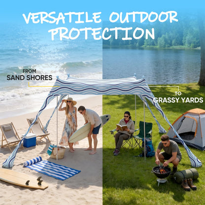 Sekey Aluminum Beach Shade Sun Shelter UPF 50+ - 10x10 FT Portable Beach Canopy with Windproof Rope & Stability Poles, Easy Setup Outdoor Tent for Camping, Backyard, Fishing, Picnics