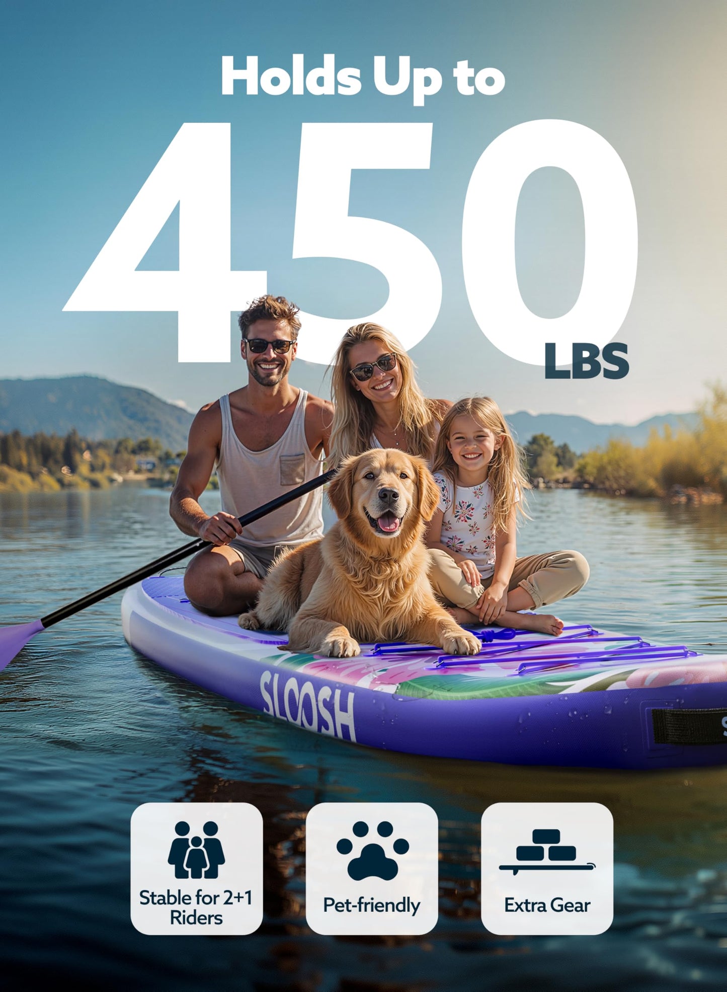 SLOOSH Inflatable Stand Up Paddle Board, 10'6" Paddle Boards with Premium Accessories, Non-Slip EVA Deck, Ultra-Light Carry Bag Pump, Ripple SUP for Youth & Adults of All Skill Levels
