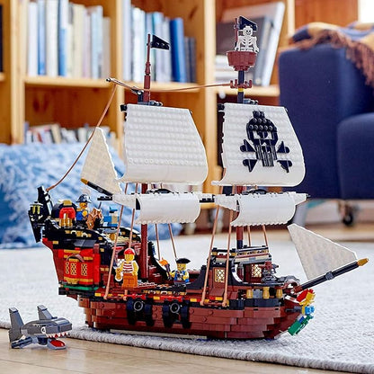 LEGO Creator 3 in 1 Pirate Ship Building Set Kids can Rebuild The Pirate Ship into an Inn or Skull Island Features 4 Minifigures and Shark Toy Makes a Great Gift for Kids Ages 9+ Years Old 31109