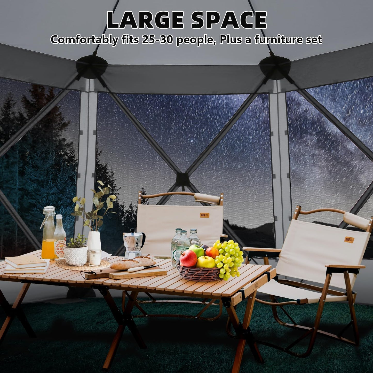 COBIZI Pop Up Gazebo Screen Tent Screen House for Camping, 15x15 Screen Room with Mosquito Netting, Hub Tent Instant Screened Canopy with Carrying Bag and Ground Stakes, Gray