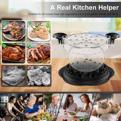 Skiennix Chicken Shredder - Manual Meat Shredder Tool with Transparent Lid & Cleaning Brush | Dishwasher Safe, Black
