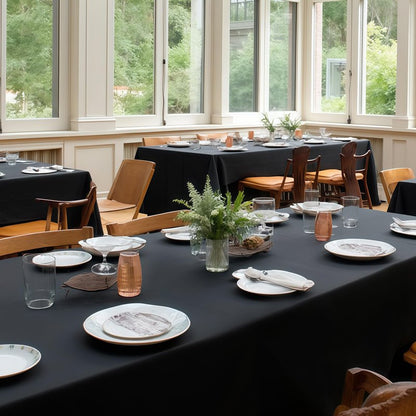 sancua Black Tablecloths for 6 Foot Rectangle Tables, 8 Pack - Washable Polyester Fabric Table Cloth, Reusable Table Covers for Wedding Party, Birthday, Banquet Reception, 54x108 Inch