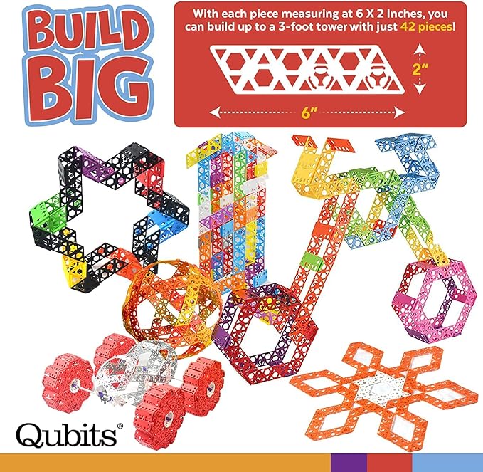 Qubits STEM Construction Set - 50 Pieces: an Open Play Engineering and Building Toy