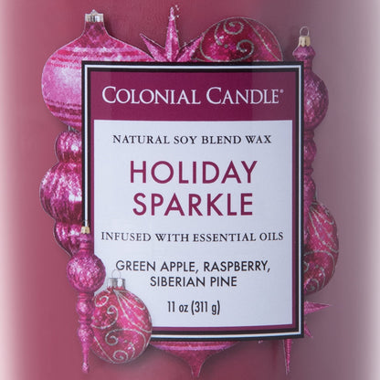 Colonial Candle Holiday Sparkle Scented Jar Candle, Classic Cylinders Collection, 2 Wick, Purple, 11 oz - Up to 80 Hours Burn