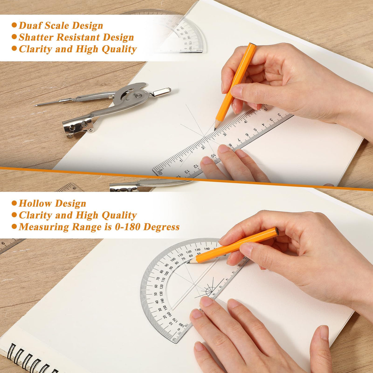 80 PCS Geometry Set - Compass Geometry Tool with Protractor and Compass Set, Protractors Bulk for Classroom, Metal Compass, Ruler, Protractor Drawing Tools for Office Woodworking