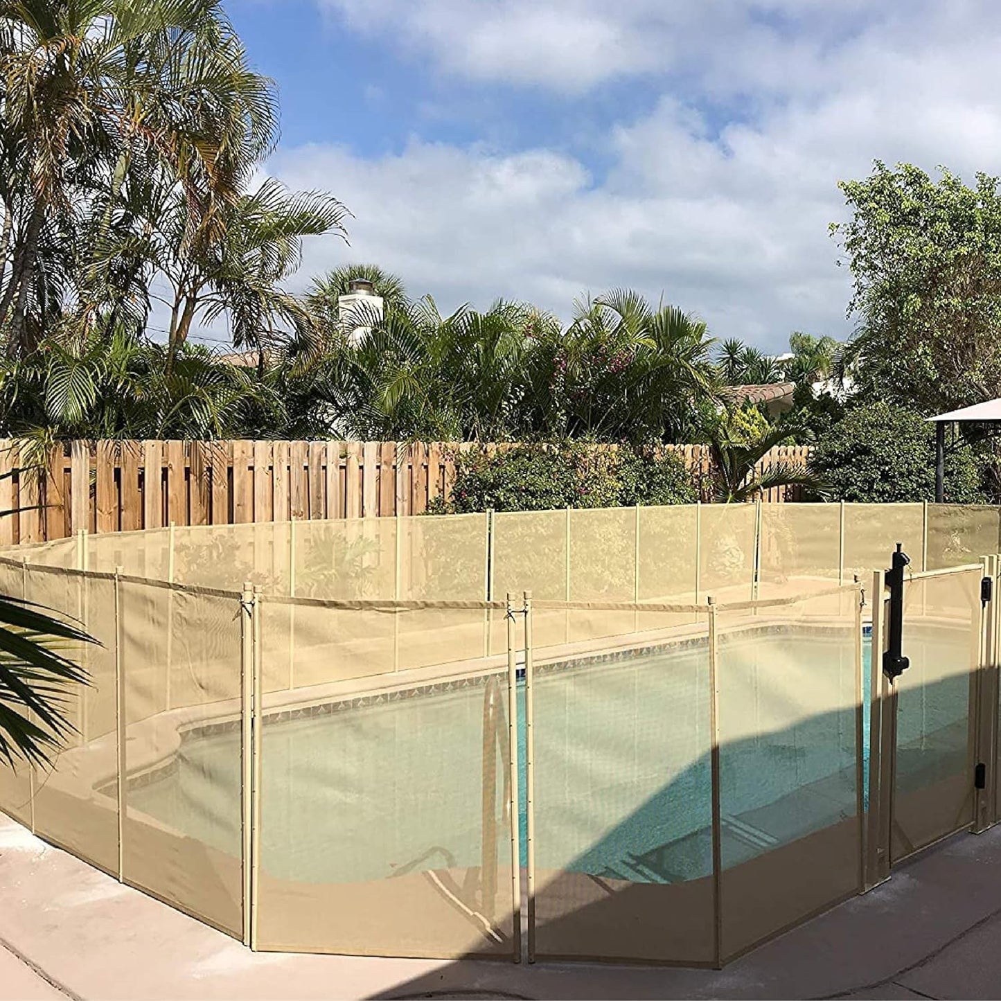 WaterWarden Large Pool Safety Fence for Inground Pool, 5’ x 24’ ft., UL Certified to ASTM F2288, 5 Foot Tall Removable Barrier, Hardware Included, 2 Sets of 5'x12', Beige