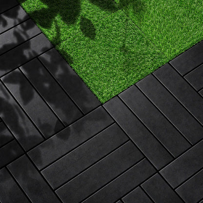 Treela 48 Pcs 12"x12" Plastic Interlocking Deck Tiles and Artificial Grass Tiles Waterproof Patio Balcony Flooring Covers 46.5 Sq. ft for Balcony Patio Deck Flooring Decor