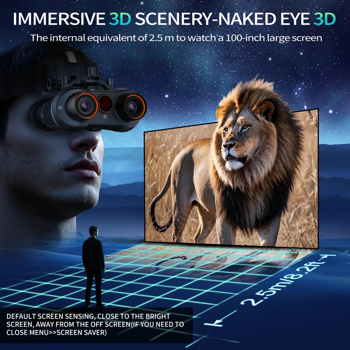 ArzzuNiu 3D-VR Night Vision Goggles - 4K Head Mounted 2296FT Digital Infrared 850nm Night Vision Binoculars for Adults Military Tactical,Camping in Complete Darkness 6X Digital Zoom Include 32GB Card