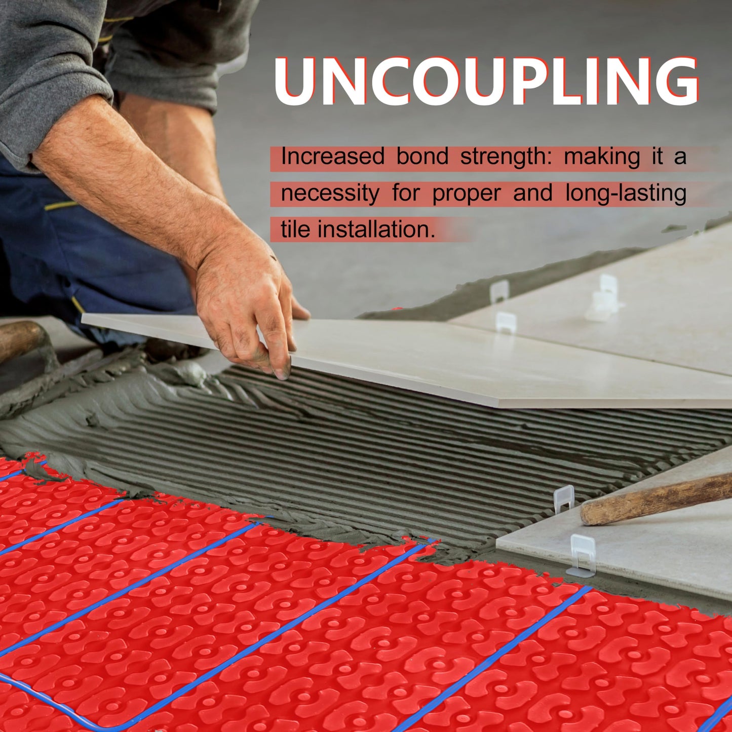 MAXKOSKO Heating Cable Underlayment Membrane, Easy Installation and Uncoupling Heated Floor Mat, Waterproof and Tile Anti-Fracture 161 Sq. Ft.