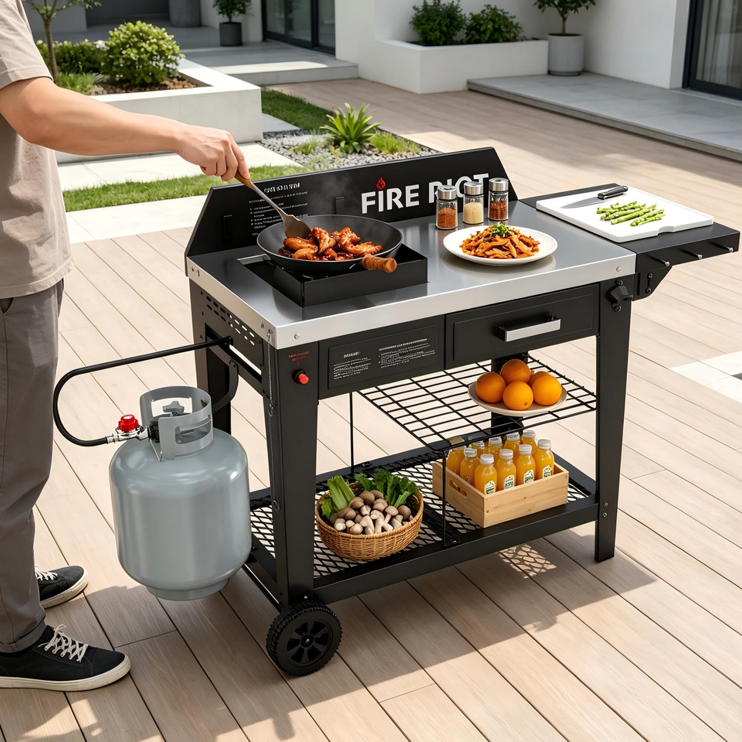 Heavy-Duty Outdoor Wok Cooking Station – 50,000 BTU Wok Burner - High-Performance 12.59” Carbon Steel Wok - Perfect for Stir-Frying, Searing, Tailgating, Fishing and Outdoor Wok Station