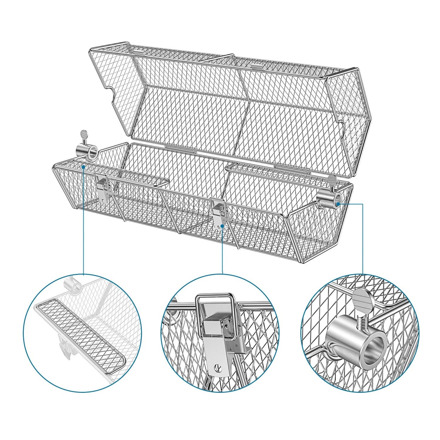 Charkettle Rotisserie Ring Kit and Stainless Steel Round Tumble Rotisserie Grill Basket