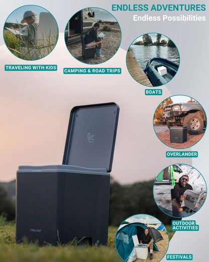 TRELINO Composting Toilet Evo L Gray, Portable Toilet for Camping & Outdoor, Odorless, 2X 2.6 gal Capacity, 13 x 15.4 x 16.9 inches