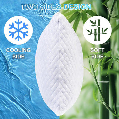 NTCOCO Cooling Bed Pillows King Size Pack of 2 for Sleeping Shredded Memory Foam Bed Pillows Adjustable Gel for Side Stomach Back Sleepers Washable Removable Cover